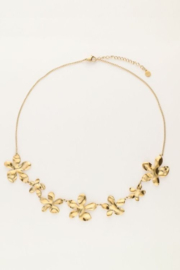 My jewellery statement ketting met platte bloemen goud