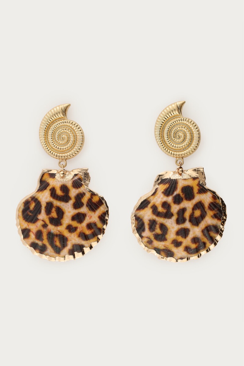 my jewellery oorbellen Mer oorhangers panterprint schelp
