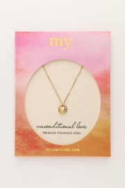 My jewellery Unconditional love necklace "hammered heart" goud