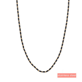 Go Dutch Label ketting | Long bead necklace 14k + black