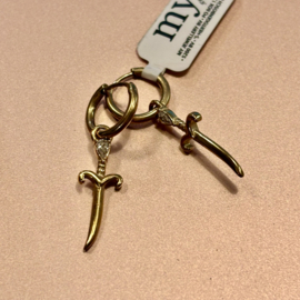 My Jewellery oorbellen | ringetje met zwaard goud