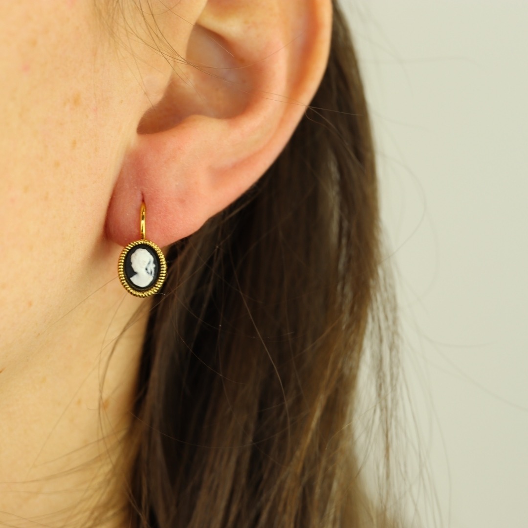 Camps & Camps oorbellen Cameo Black
