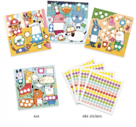 Djeco knutselen | stickers plakken met gekleurde stippen