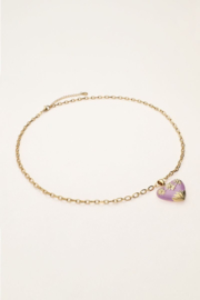 My Jewellery ketting | art schakelketting met lila vintage hart goud