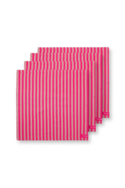 Pip Studio Set/4 Napkins Stripes Pink 40x40cm