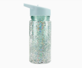 tutete kunststof drinkfles glitter en sterren turkoois