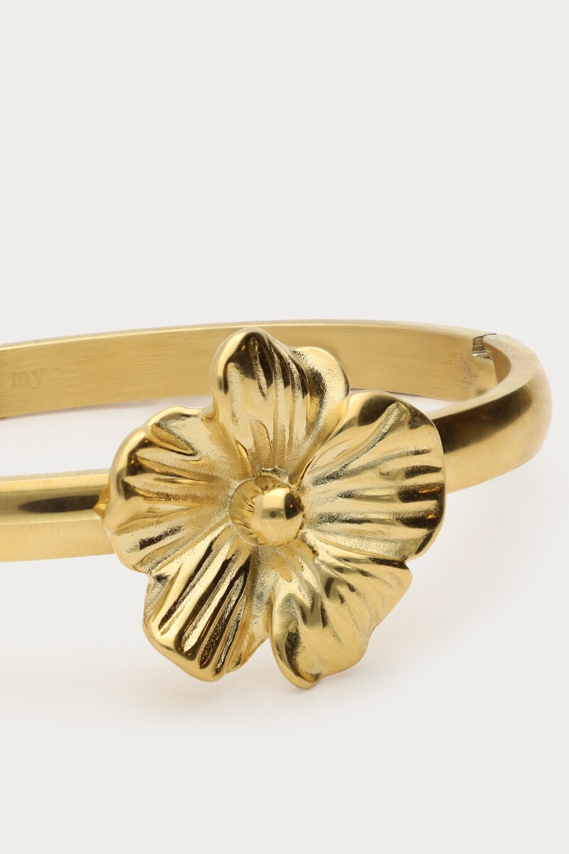 My Jewellery Bold bangle met bloem goud