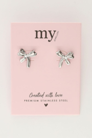 My Jewellery oorbellen grote strikjes studs zilver