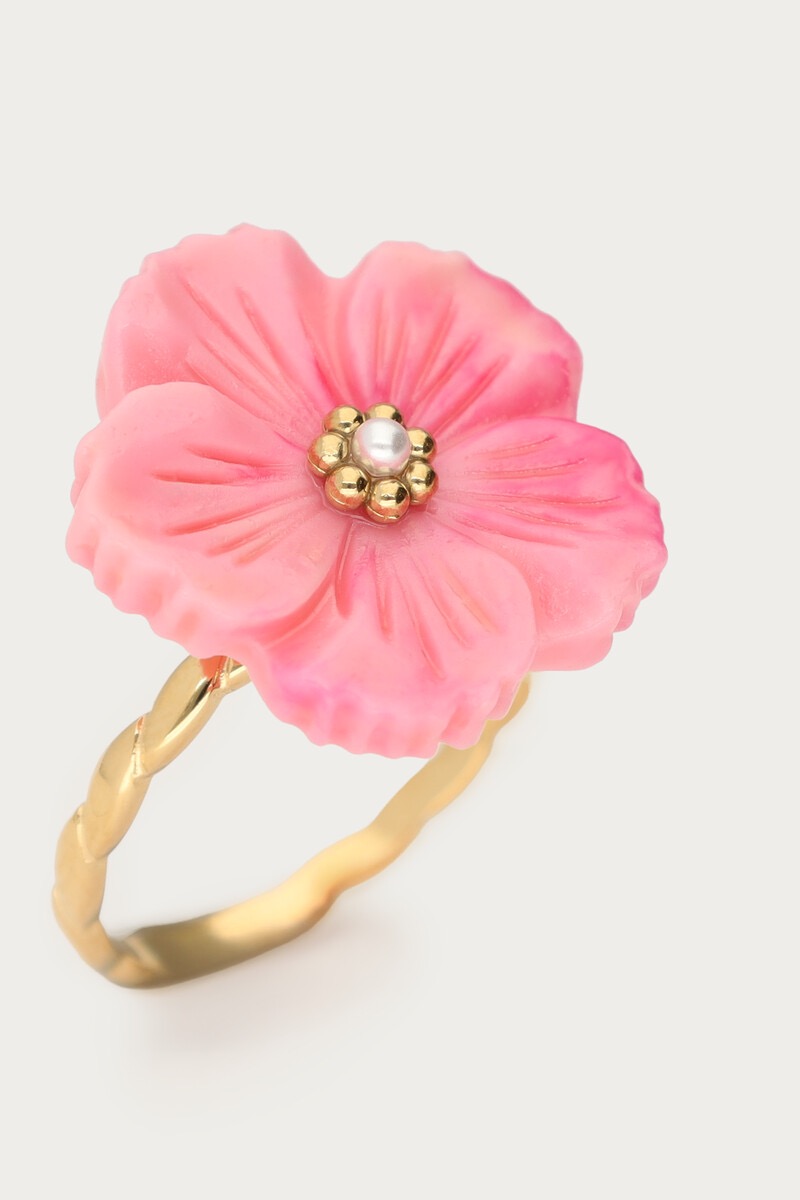 My Jewellery Botanical ring met roze bloem