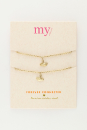 My jewellery Love forever connected armbanden set met zwanen goud