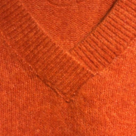 zusss trui korte mouw met V hals oranje