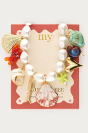 My jewellery Mer imitatieparel ketting met multikleur bedels