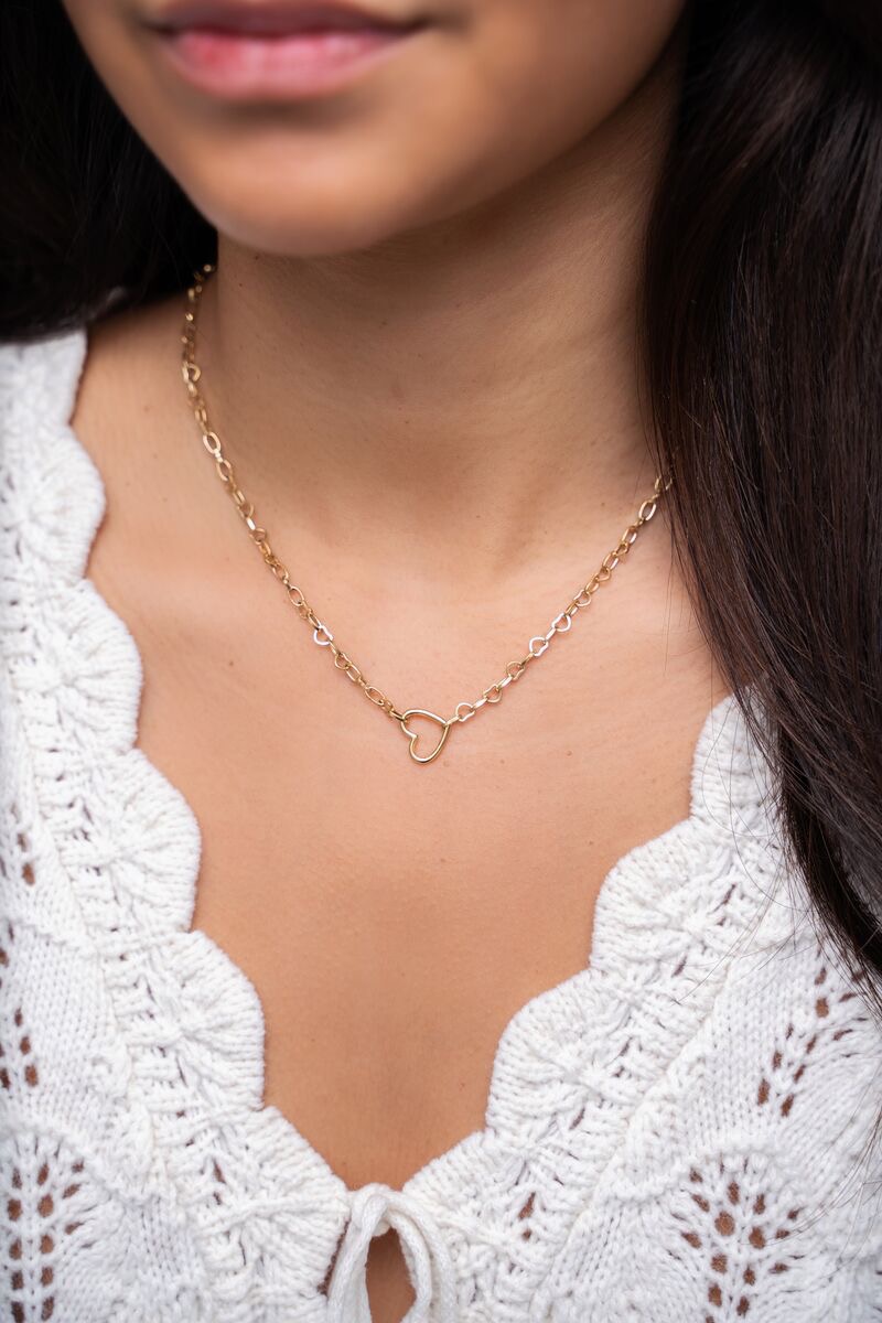 My jewellery Schakelketting met klein open hart bedel goud