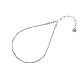 Go Dutch Label enkelbandje | gedraaid zilver.