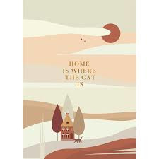 wenskaart Saskia Rasink | home is where the cat is