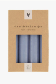 Zusss 4 rustieke kaarsjes 12cm | grijsblauw