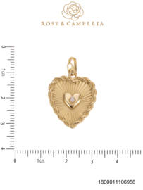rose en camellia bedel hart met steentje