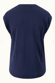 zusss V hals top met lurex boord summer navy