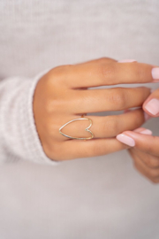 My jewellery verstelbare ring met open hart goud