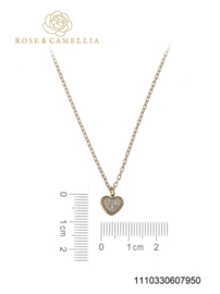 rose en camellia ketting hart