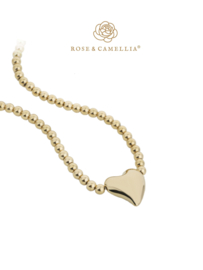 rose en camellia bolletjes ketting hart