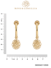 rose en camellia oorbellen hoops met ovaal en roosjes