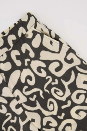 zusss rechte broek met ornament print antracietgrijs/zand