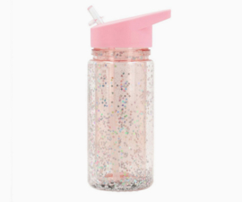 tutete kunststof drinkfles glitter en sterren roze