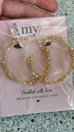 My jewellery oorbellen met kralen lichtroze goud