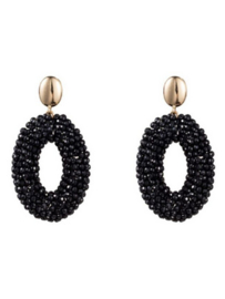 Go Dutch Label oorbellen | beads drop goud zwart