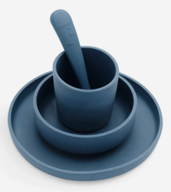 jollein siliconen kinderserviesset | jeans bleu