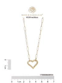 rose en camellia ketting 45cm hart sluiting