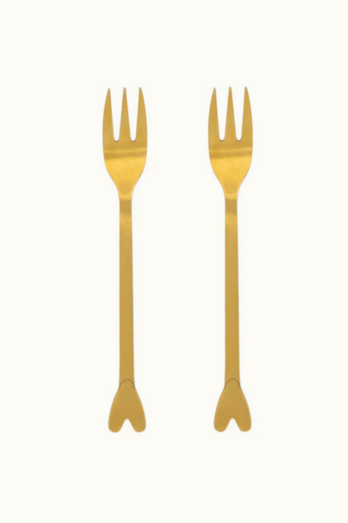 Zusss set van 2 vorkjes hartje goud