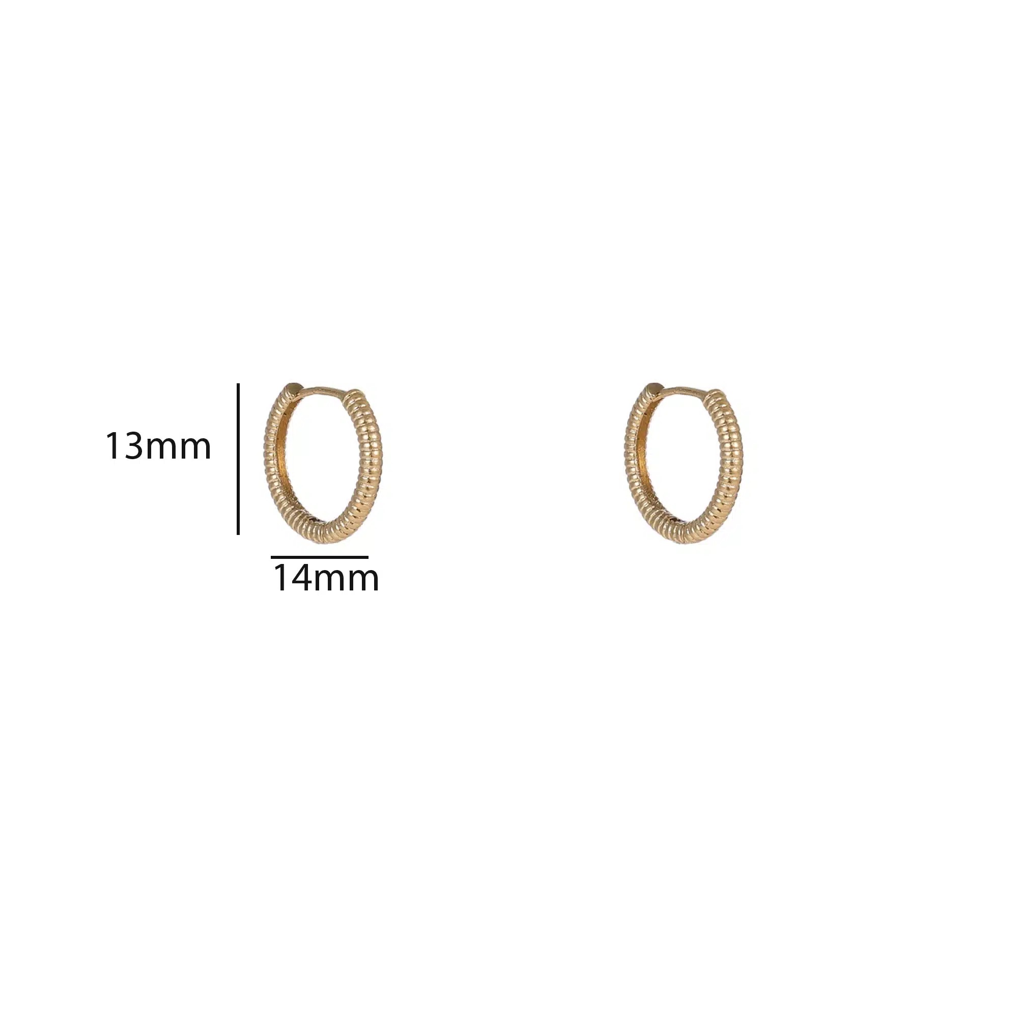 Go Dutch Label oorbel geribbeld goud 14mm