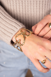 My jewellery Statement bangle met open harten zilver