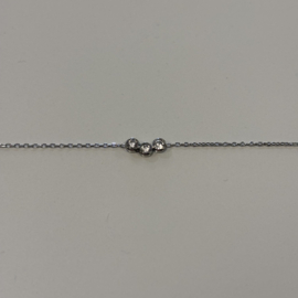 My jewellery armband 3 strass zilver