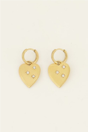 my jewellery oorbellen | sunchasers oorringen met hart bedel & strass stenen goud