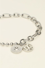 my jewellery armband | schakelarmband met 2 bedels zilver*