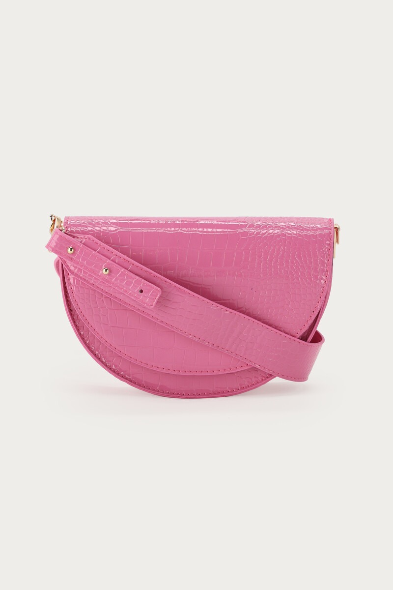 My Jewellery roze half ronde schoudertas met crocoprint