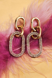 My Jewellery oorhangers met schakels & strass | goud*