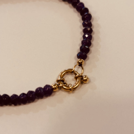 my jewellery armband | paarse kralen armband met gouden slotje paars