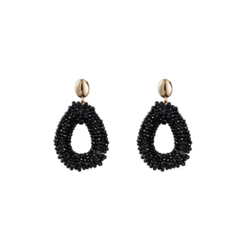 Go Dutch Label oorbellen | full-on beads drop zwart