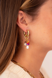 My Jewellery oorbellen oorringen met multikleur kralen goud