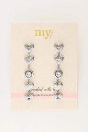 My Jewellery oorbellen met chunky hartjes zilver
