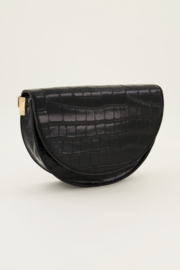 My Jewellery zwart half moon crossbody tas met croco print