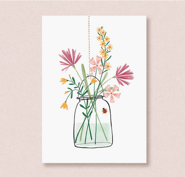 studio kuukeluus ansichtkaart glaasje bloemen