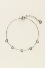 My jewellery armband met kleine hartjes zilver