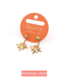 Go Dutch Label oorbellen Double Stars Earring - 14K