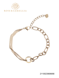 rose en camellia armband  dubbel met cirkel
