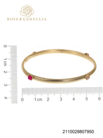 rose en camellia bangle roze steen